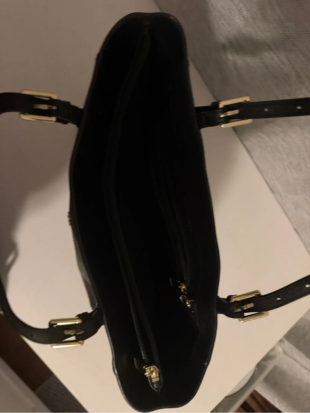 Tory Burch Black Saffiano Leather New York Buckle Tote